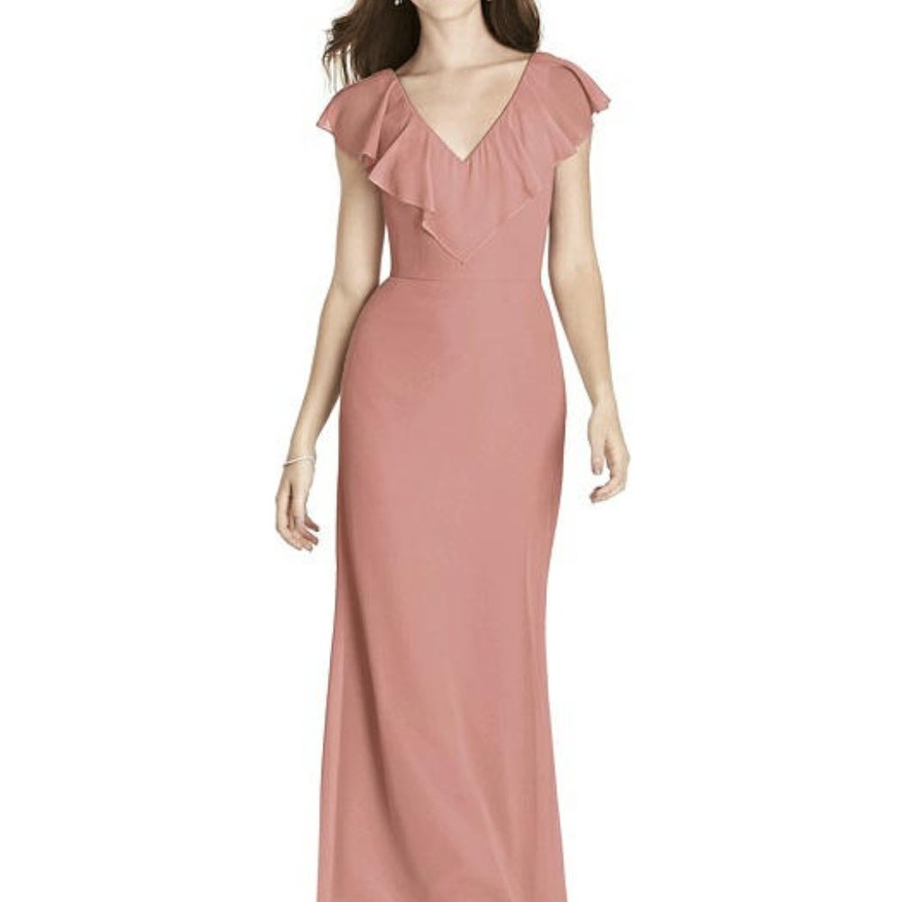 After Six Ruffled V-Neck and Back Dress - size 8